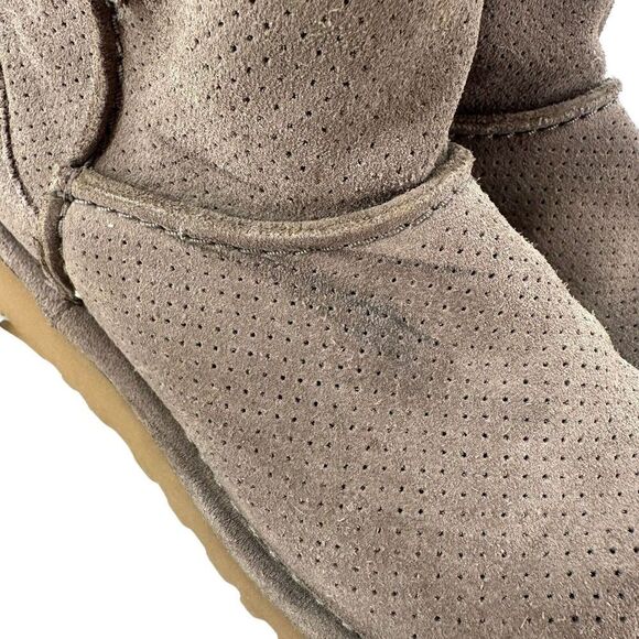UGG Classic Unlined Mini Boot Gray Perforated Leather Ankle Pull On Shoe Size 6 - Picture 5 of 11